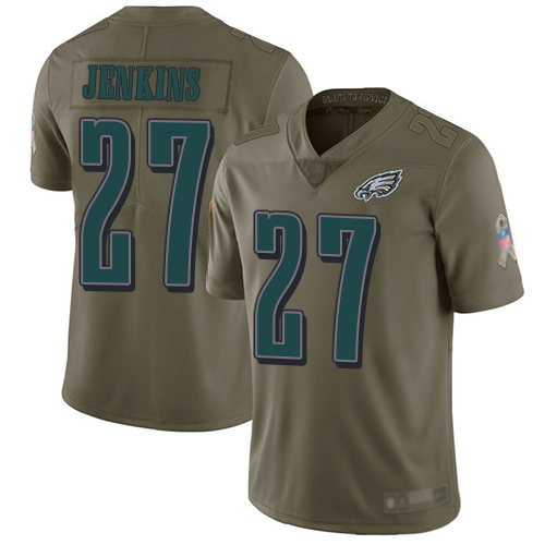 Men Philadelphia Eagles #27 Malcolm Jenkins Limited Olive 2017 Salute to Service Football NFL Jersey